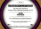 2022 Jose Ramos Topps Inception PURPLE SILVER SIGNINGS AUTO 086/100 AUTOGRAPH #ISS-JR Los Angeles Dodgers
