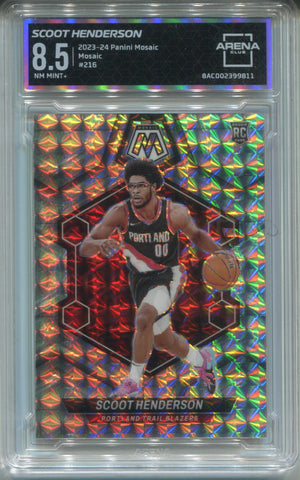 2023-24 Scoot Henderson Panini Mosaic ROOKIE RC ARENA CLUB 8.5 #216 Portland Trail Blazers 9811