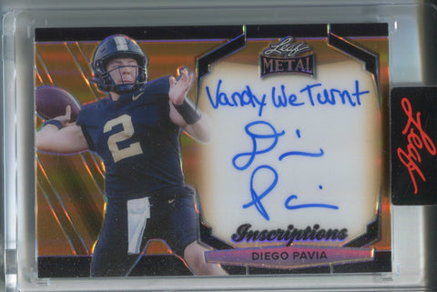 2024 Diego Pavia Leaf Metal INSCRIPTIONS AUTO 0195/1000 AUTOGRAPH #MHI-DP1 Vanderbilt