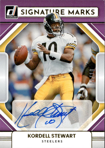 2022 Kordell Stewart Panini Donruss PURPLE SIGNATURE MARKS AUTO 09/10 AUTOGRAPH #SM-KS Pittsburgh Steelers