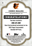 2023 Cedric Mullins Topps Transcendent VIP PARTY 1/1 ONE OF ONE #6 Baltimore Orioles