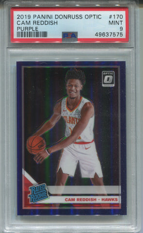 2019-20 Cam Reddish Donruss Optic PURPLE RATED ROOKIE RC PSA 9 #170 Atlanta Hawks 7575