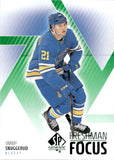 2025-26 Jimmy Snuggerud Upper Deck SP Authentic FRESHMAN FOCUS GREEN ROOKIE RC #FF-33 St. Louis Blues
