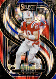 2024 Drake Maye Panini Select PREMIER LEVEL RED & BLUE SHOCK PRIZM ROOKIE RC #113 New England Patriots