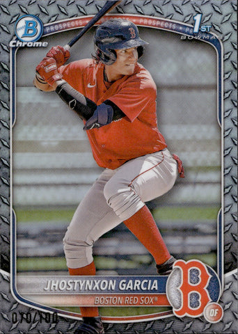 2025 Jhostynxon Garcia Bowman Chrome 1ST STEEL METAL REFRACTOR ROOKIE 70/100 RC #BCP-43 Boston Red Sox