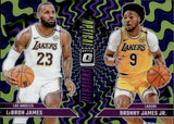 2024-25 Lebron James Bronny James Jr. Panini Donruss Optic OPTICAL ILLUSIONS PURPLE PRIZM #2 Los Angeles Lakers 1
