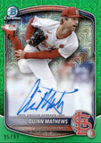 2025 Quinn Mathews Bowman MEGA BOX GREEN MOJO REFRACTOR CHROME PROSPECT AUTOGRAPH 95/99 AUTO #CMA-QM St. Louis Cardinals