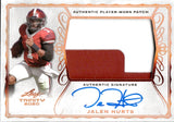 2020 Jalen Hurts Leaf Trinity ROOKIE PATCH AUTOGRAPH RC AUTO #PA-JH1 Alabama Crimson Tide