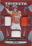 2024 Bo Nix Panini Obsidian TRIFECTA ROOKIE RED 57/75 JERSEY RC #TS-BNX Denver Broncos