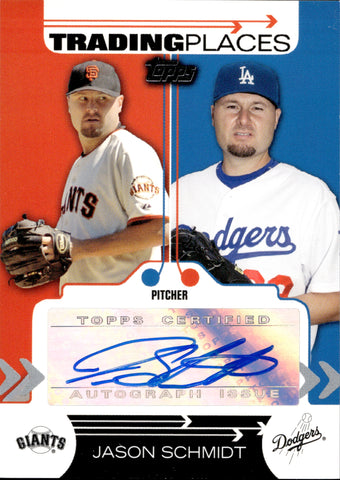 2007 Jason Schmidt Topps Trading Places AUTO AUTOGRAPH #TPA-JS Los Angeles Dodgers