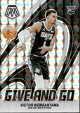 2023-24 Victor Wembanyama Panini Mosaic GIVE AND GO SILVER MOSAIC PRIZM ROOKIE RC #12 San Antonio Spurs