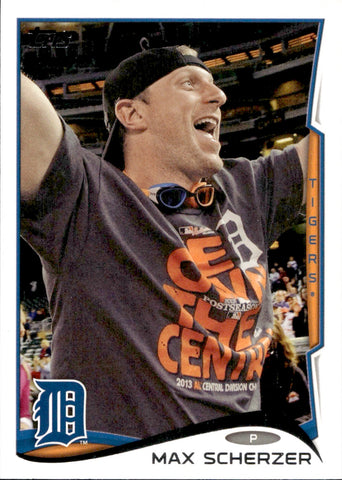 2014 Max Scherzer Topps GOOGLES CELEBRATION SP PHOTO VARIATION #297 Detroit Tigers