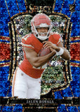 2025 Jalen Royals Panini Select PREMIER LEVEL BLUE DISCO PRIZM ROOKIE 18/25 RC #108 Kansas City Chiefs