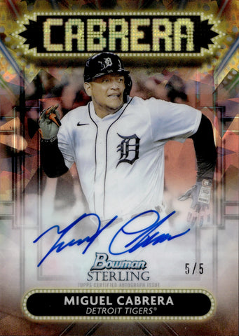 2022 Miguel Cabrera Bowman Sterling SIGNAGE ROSE GOLD REFRACTOR AUTO 5/5 AUTOGRAPH #SSA-MC Detroit Tigers