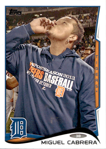2014 Miguel Cabrera Topps WEARING HOODIE SP PHOTO VARIATION #250 Detroit Tigers