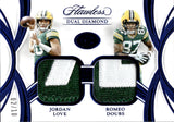 2025 Jordan Love Romeo Doubs Panini Flawless DUAL DIAMOND MEMORABILIA 2/10 PATCHES #DDM-GB Green Bay Packers