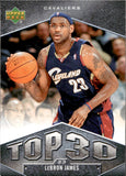2007-08 Lebron James Upper Deck TOP 30 #UT-19 Cleveland Cavaliers