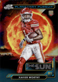 2024 Xavier Worthy Topps Cosmic Chrome PLANETARY PURSUIT THE SUN ROOKIE RC #PPSU-XW Kansas City Chiefs