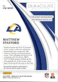 2024 Matthew Stafford Panini Immaculate Collection CHAMPIONSHIP MEMORABILIA 31/99 JERSEY #CM-MSD Los Angeles Rams