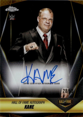 2025 Kane Topps Chrome WWE GOLD REFRACTOR HALL OF FAME AUTO 28/50 AUTOGRAPH #HOF-KN WWE HOF