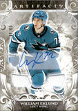 2024-25 William Eklund Upper Deck Artifacts GOLD AUTO MATERIALS 46/65 JERSEY AUTOGRAPH #132 San Jose Sharks