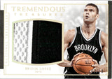 2016-17 Brook Lopez Panini National Treasures TREMENDOUS TREASURES GAME-WORN JERSEY PATCH 7/10 #30 Brooklyn Nets
