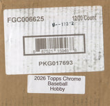 2026 Topps Chrome Baseball Hobby, 12 Box Case *RELEASES 7/22*