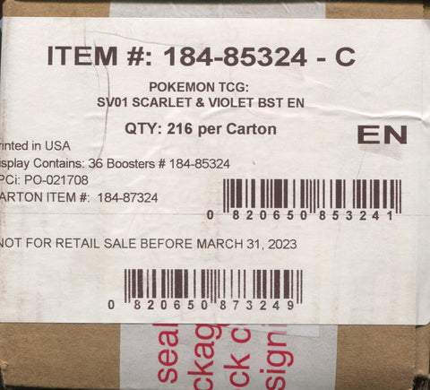 Pokemon Scarlet & Violet, 6 Booster Box Case