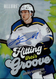 2025-26 Jimmy Snuggerud Upper Deck Allure HITTING THEIR GROOVE ROOKIE AUTOGRAPH RC AUTO #HTG-9 St. Louis Blues