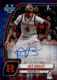 2024-25 Ace Bailey Bowman University Chrome 1ST BOWMAN BLUE REPTILIAN REFRACTOR AUTOGRAPH 23/150 AUTO #1 Rutgers Scarlet Knights Utah Jazz