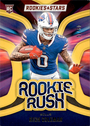 2024 Keon Coleman Panini Rookies & Stars ROOKIE RUSH GOLD RC 09/10 #RR-KCN Buffalo Bills