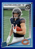 2025 Colston Loveland Panini Donruss Optic RATED ROOKIE BLUE GLITTER PRIZM RC #204 Chicago Bears