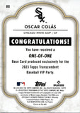 2023 Oscar Colas Topps Transcendent VIP PARTY ONE-OF-ONE 1/1 ROOKIE RC #80 Chicago White Sox