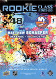 2025-26 Matthew Schaefer Upper Deck Series 2 ROOKIE CLASS RC #RC-21 New York Islanders