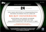 2012 Rickey Henderson Topps SERIES TWO COMMEMORATIVE RETIRED NUMBER PATCH #RN-RH Oakland A's