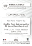 2020 Bryce Harper Topps SERIES ONE ROOKIE CARD RETROSPECTIVE RC LOGO MEDALLION CARD #RCR-BH Washington Nationals