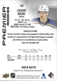 2024-25 Zachary Bolduc Upper Deck Premier ROOKIE GOLD AUTOGRAPH 35/35 RC AUTO #140 St. Louis Blues
