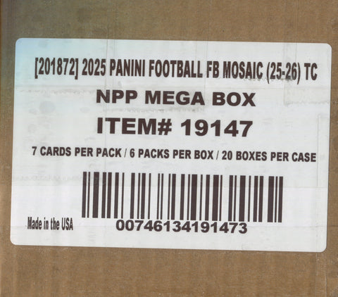 2025 Panini Mosaic Football, 20 Mega Box Case (Reactive Purple)