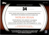 2012 Nolan Ryan Topps SERIES ONE COMMEMORATIVE RETIRED NUMBER PATCH #RN-NR Houston Astros