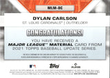 2021 Dylan Carlson Topps UPDATE MAJOR LEAGUE MATERIAL GOLD ROOKIE 9/50 JERSEY RELIC RC #MLM-DC St. Louis Cardinals