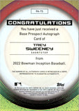 2022 Trey Sweeney Bowman Inception PROSPECT AUTOGRAPH 109/200 AUTO #PA-TS New York Yankees