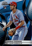2025 Thomas Saggese Topps Chrome Black BLUE REFRACTOR ROOKIE 011/150 RC #32 St. Louis Cardinals