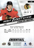 2024-25 Ethan Del Mastro Upper Deck Credentials DEBUT TICKET ACCESS PINK 23/50 ROOKIE RC #135 Chicago Blackhawks