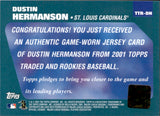 2001 Dustin Hermanson Topps Traded & Rookies CURRENT & PREVIOUS DUAL GAME-WORN JERSEY #TTR-DH St. Louis Cardinals Montreal Expos