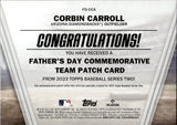2023 Corbin Carroll Topps SERIES TWO FATHER'S DAY COMMEMORATIVE TEAM PATCH ROOKIE CARD RC #FD-CCA Arizona Diamondbacks