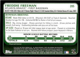 2011 Freddie Freeman Bowman INTERNATIONAL ROOKIE RC #205 Atlanta Braves 2