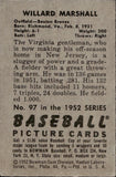 1952 Willard Marshall Bowman #97 Boston Braves BV$15