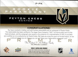 2020-21 Peyton Krebs Upper Deck Premier ROOKIE PARAMOUNT AUTO PATCH 4/99 AUTOGRAPHED RC #P-PK Vegas Golden Knights