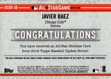 2019 Javier Baez Topps UPDATE ALL-STAR STITCHES EVENT-WORN MEMORABILIA JERSEY #ASSR-JB Chicago Cubs