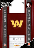2024 Jayden Daniels Panini Totally Certified PORTRAITS MIRROR RED ROOKIE 21/399 RC #1 Washington Commanders